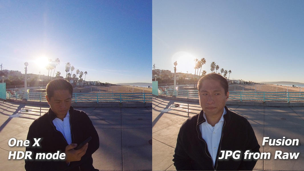 dynamic range comparison: Insta360 One X HDR vs. GoPro Fusion raw