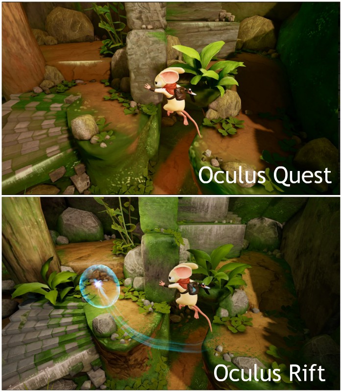 Oculus Quest vs Oculus Rift. Top: Oculus Quest. Bottom: Oculus Rift