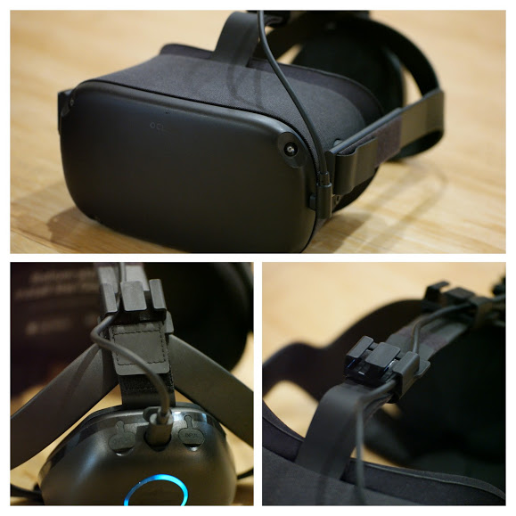 VR Power routs the included right angle USB Type C cable through the top of the quest with two clips