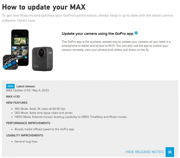 GoPro MAX update 1.5 adds 3k 60fps mode
