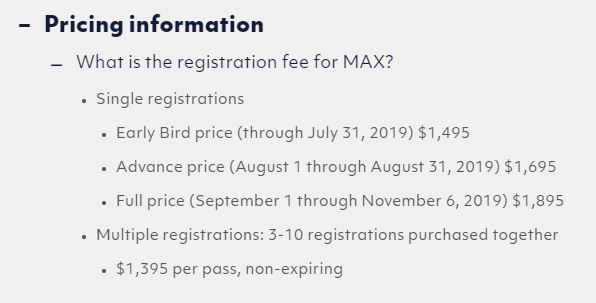 An Adobe MAX 2019 conference pass cost as much as $1895
