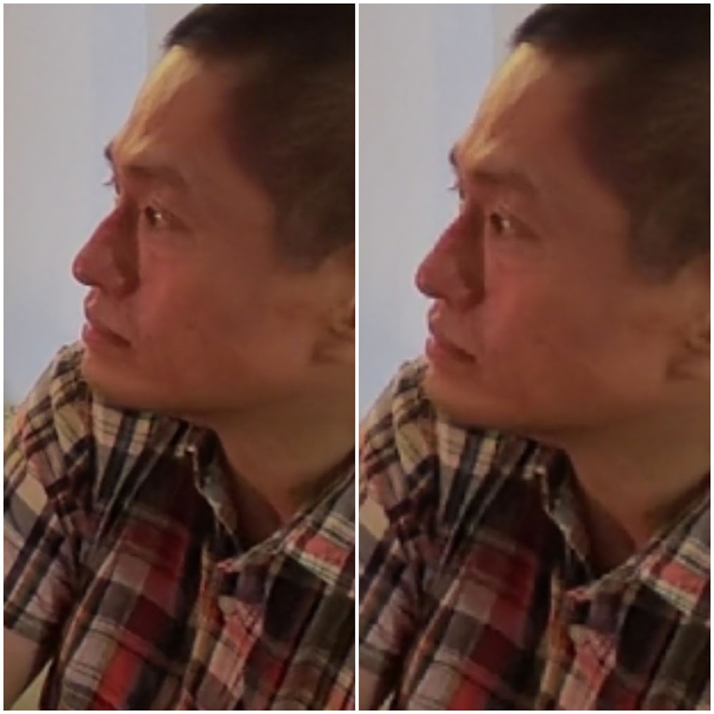 Natively reframed photo (left) vs screenshot method (right)