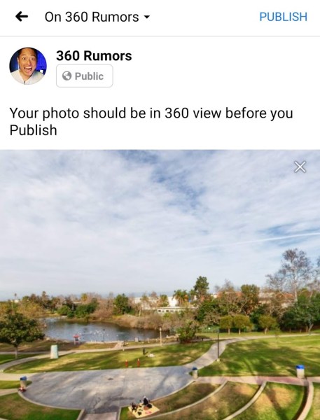 The photo should appear in 360 view before you Publish it.