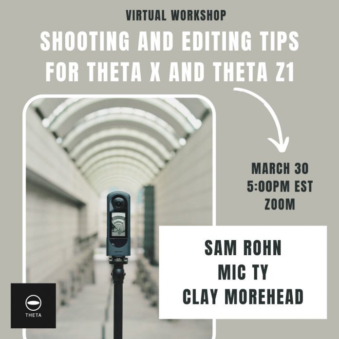Free 360 photo editing workshop for Theta X, Theta Z1 and other cameras (save the date)